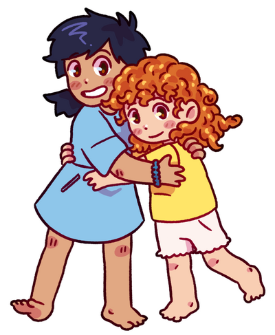 Bluey and Bingo as humans (Bluey)